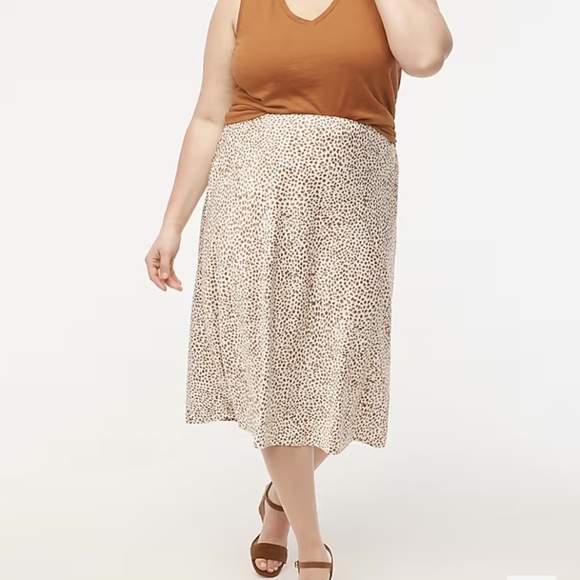 NEW J. Crew Satiny Midi Slip Skirt Size 2X Animal Print Midi Stretch Waist Chic - Picture 12 of 12